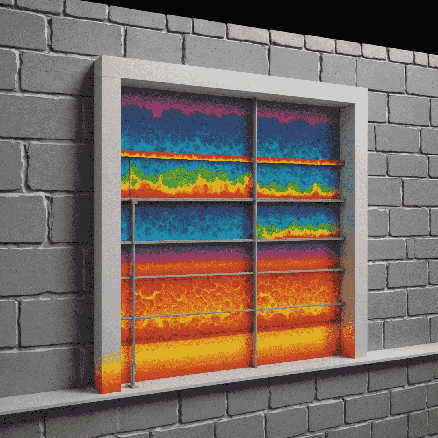 Cross-section of a wall showing the application of nano-ceramic insulation, with a thermal imaging overlay demonstrating its effectiveness